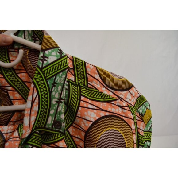 Vintage Handmade Loud Pattern Button Shirt Island Tiki Scale Geometric BIG TALL - Picture 6 of 10